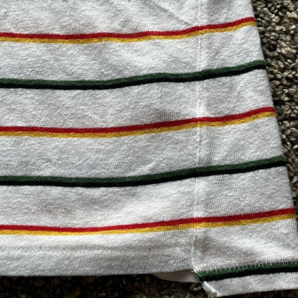 Green, Orange, Red Striped Medium Madewell Top, 100% Cotton Blouse - Picture 3 of 7